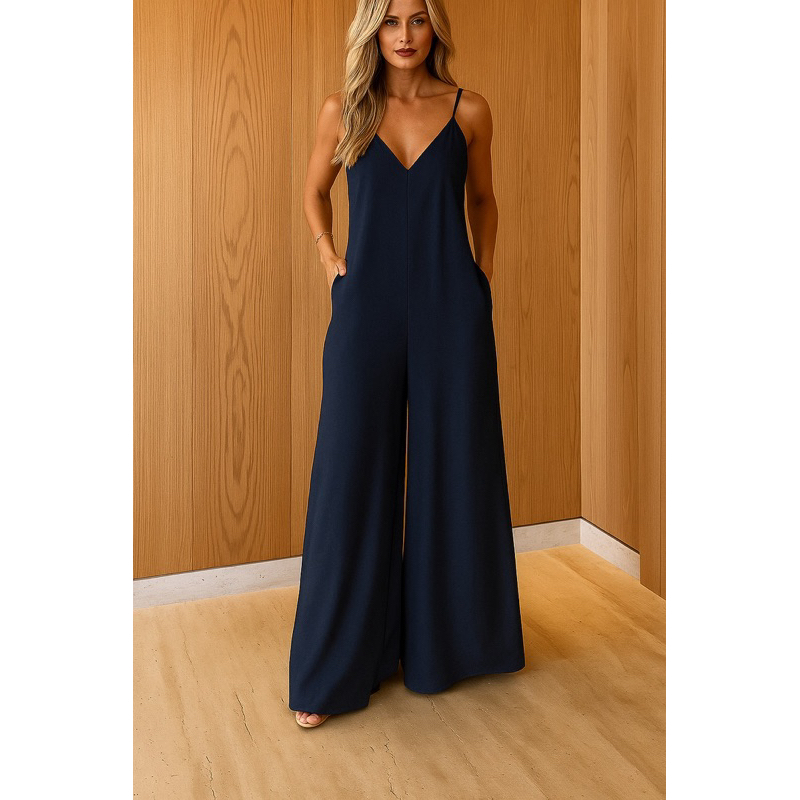 Macacão Pantalona Longo Feminino Alça Regulável  Elegante tecido Duna em Oferta na Shopee