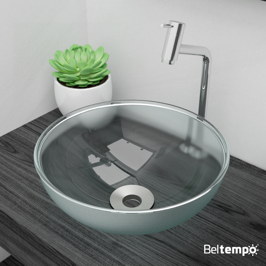 Cuba Pia de Apoio em Vidro Redonda 29cm para Banheiro + Válvula Beltempo em Oferta na Shopee