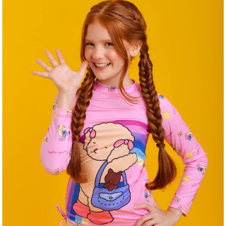 Conjunto Infantil UV50+ Ursinha Roupa de Praia, piscina, clube, lazer ao ar livre infantis. em Oferta na Shopee