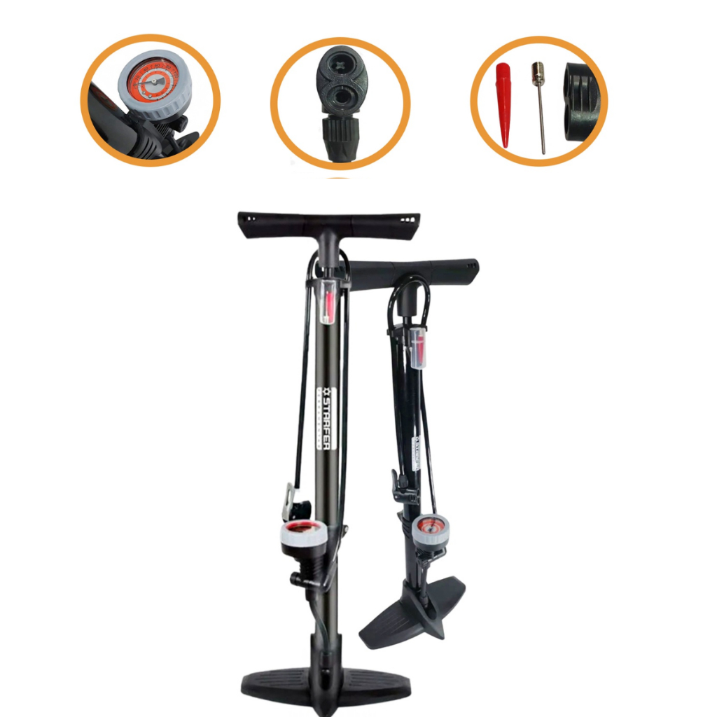 Bomba Manual de Ar Profissional 160 PSI para Encher Pneus de Bike Carro Moto e Bola - Starfer