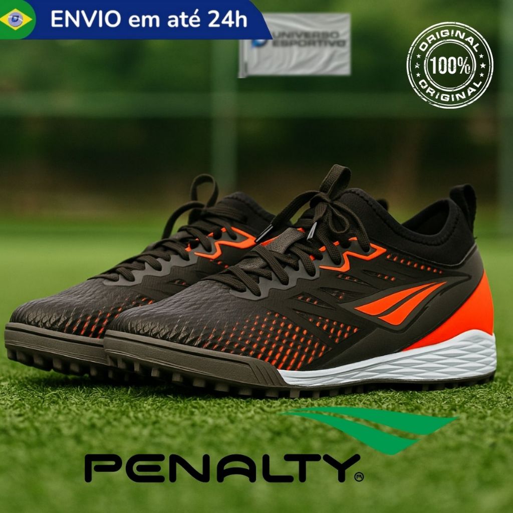 Chuteira Society Penalty Se7e Locker Grama Sintética Adulto Resistente Com Trava Solado Borracha Pro