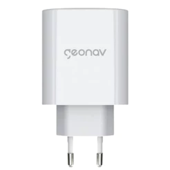Carregador Rápido 65W Geonav Duo - USB + USB-C PD Power Gan, Branco