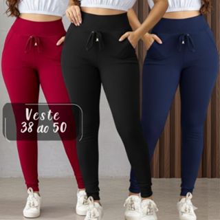 KIT Calça Feminina Jogger Canelada Premium do M ao G3 Cintura Alta em Oferta na Shopee