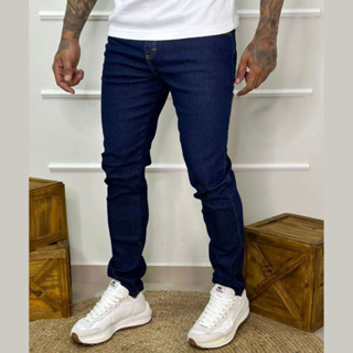 Calça Jeans Masculina Tradicional Reta com Elastano – Confortável e Resistente – Tamanhos 36 ao 56 em Oferta na Shopee