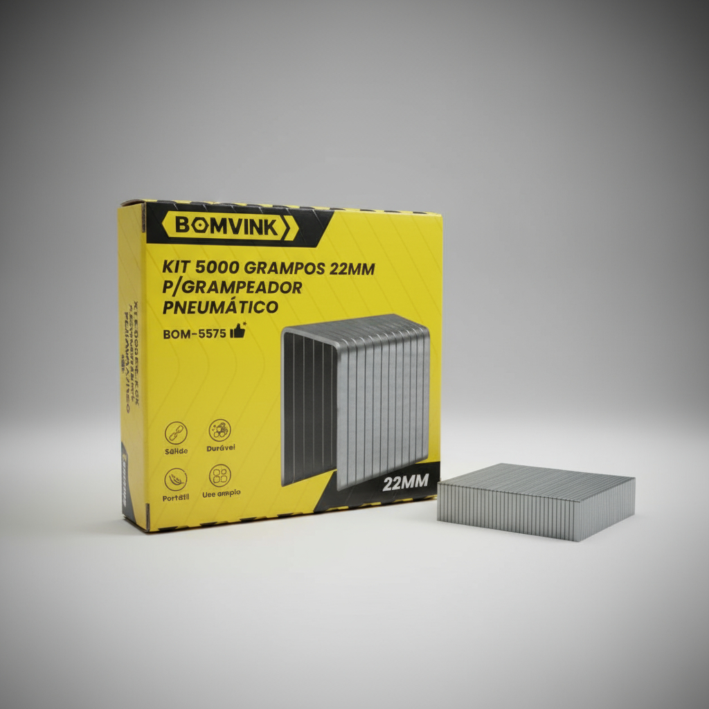 Kit 5000 Grampos 22mm Grampeador Bateria Eletrico Pneumatico