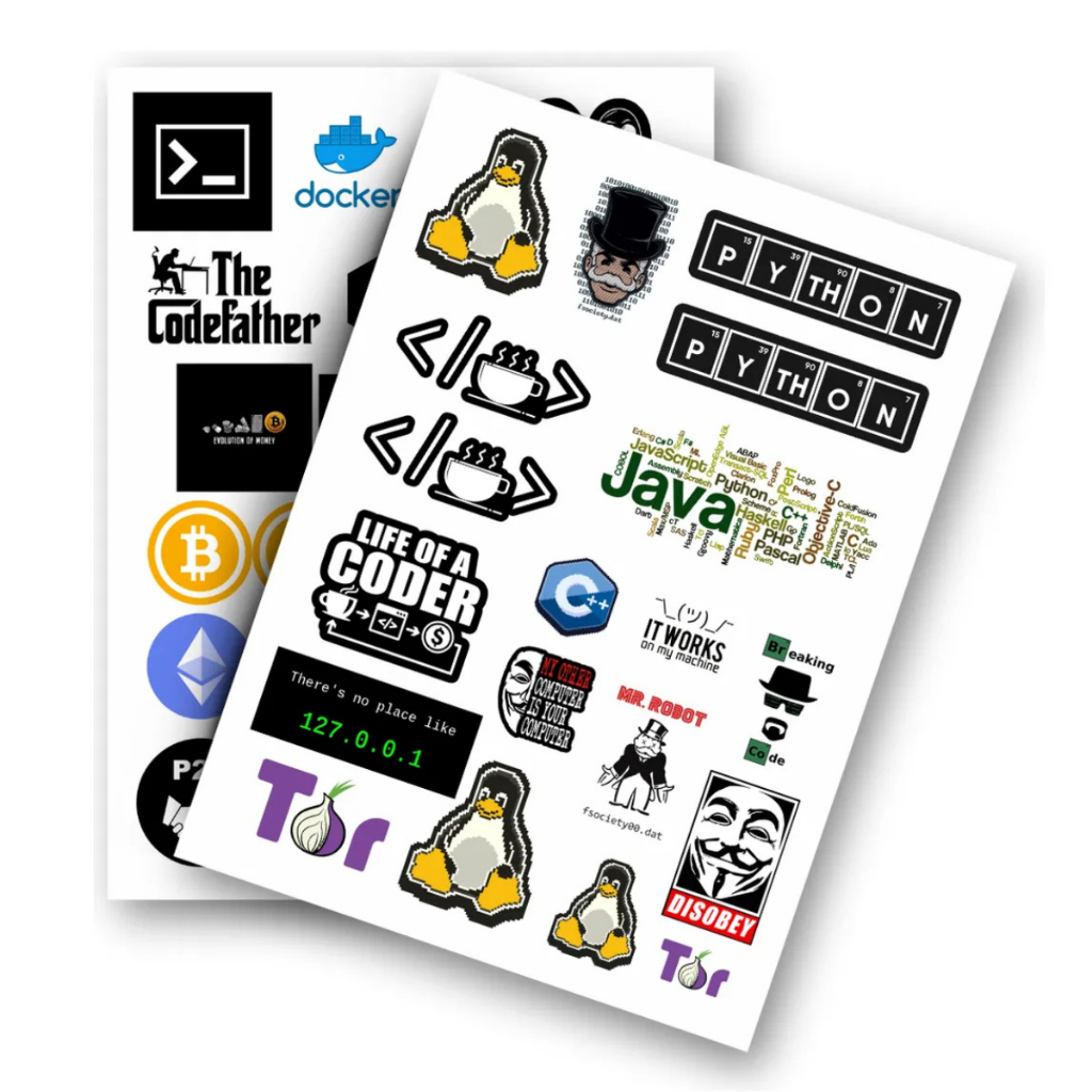 2 Cartelas De Adesivos Decorativos Programação Hacking Devs 48u