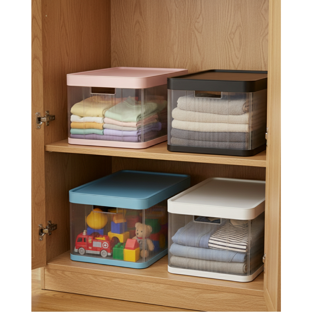 Caixa Organizadora Dobrável Empilhável Alça Divisórias Tampa Grande 29 L. Varias Cores em Oferta na Shopee