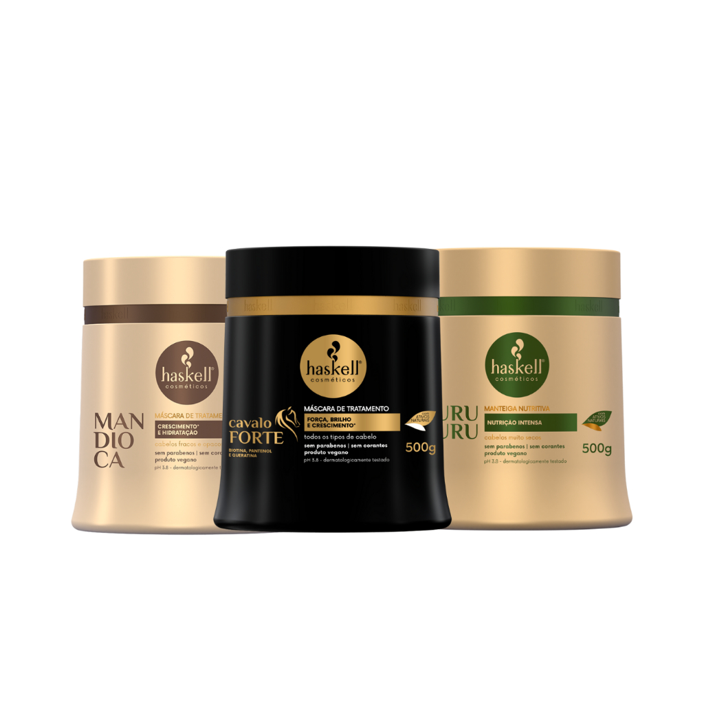 Mascara Murumuru, Mandioca e Cavalo forte 500g Haskell Kit Cronograma
