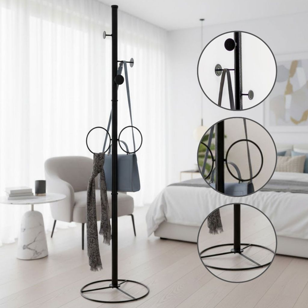 Mancebo Cabideiro Slim de Chão em Aço Ganchos para Roupas, Casacos e Bolsas em Oferta na Shopee