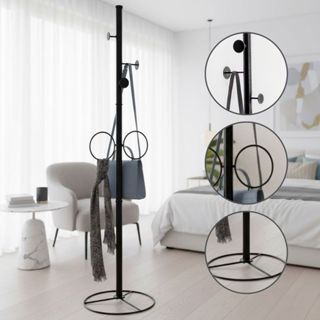 Mancebo Cabideiro Slim de Chão em Aço Ganchos para Roupas, Casacos e Bolsas em Oferta na Shopee