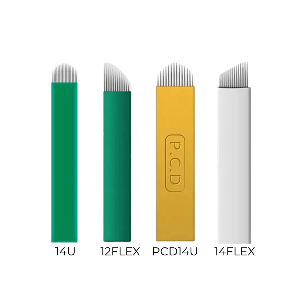 Kit 50 Lâminas Tebori Lâmina para Micropigmentação Chanfrada e Curva Escolha uma Opção