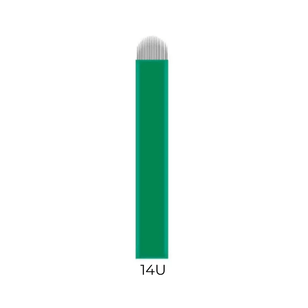 Kit 20 Lâminas Tebori 14U Lâmina para Micropigmentação Curva