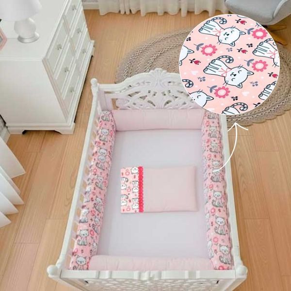 Kit Jogo de Berço 10 Peças Linha Luxo Quarto de Bebê Berço Padrão Americano