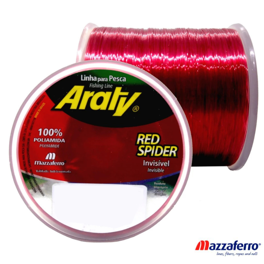 Linha de Pesca ARATY Red Spider Carretel 100g Monofilamento Várias Medidas - MAZZAFERRO