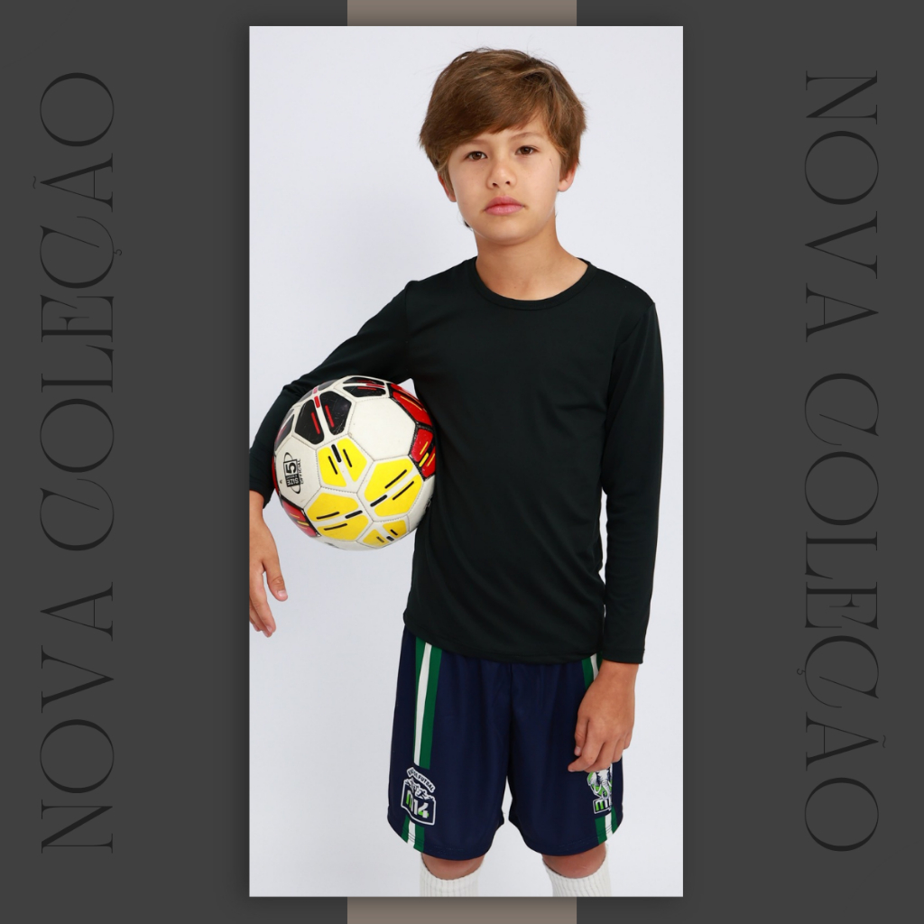 Camiseta Térmica Infantil UV50+ Roupa Esportiva com Proteção Solar para Futebol Juvenil Segunda Pele