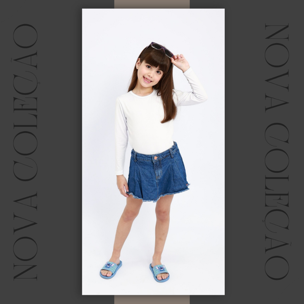 Camiseta Infantil UV 50+ Manga Longa com Proteção Solar Moda Praia Verão Térmica Menina Segunda Pele