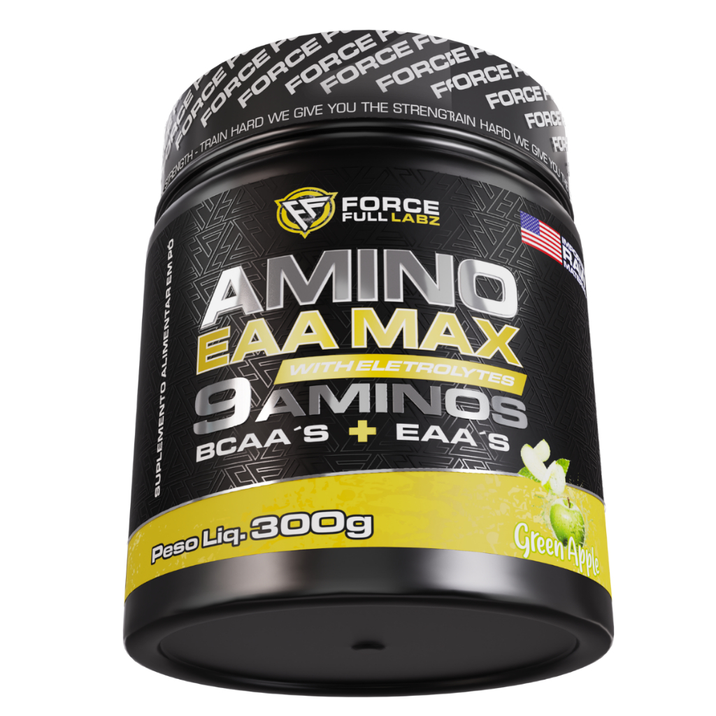 Aminoacidos Essenciais Eaa Max Bcaa  Suplemento Pre, Pós E Intra Treino 300g Sabor Maça Verde | Force Full Labz
