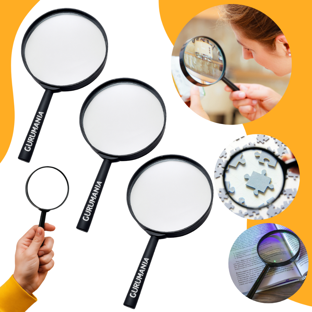 Kit 1/3 Lupas De Aumento 50mm Lente De Vidro Manual Para Leitura Estudos Lembrancinha