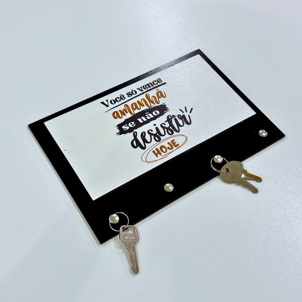 Porta Chaves Mdf Decorativo Parede Suporte para Cartas e Lembretes Frases Motivacionais Organizador
