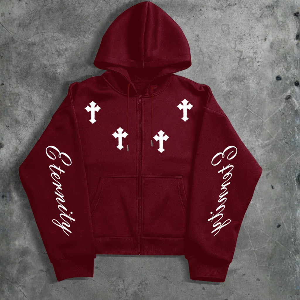 Moletom Aberto Vibe Gotica Cruzes Eternity Estilo Streetwear C/ Capuz Unissex em Oferta na Shopee