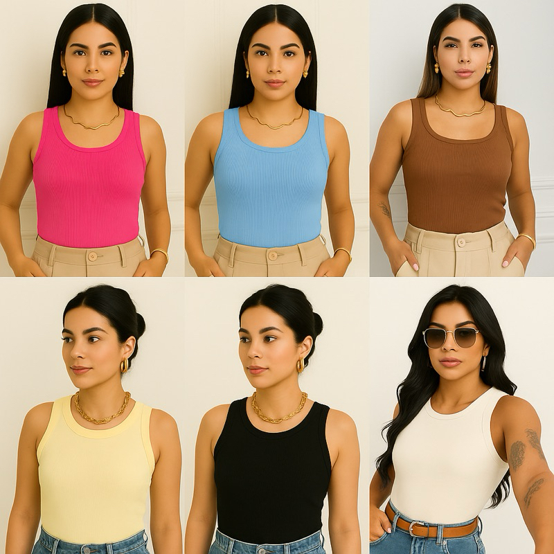 Kit 4 Regatas Femininas Malha Premium Cores Sortidas (Entrega Imediata)