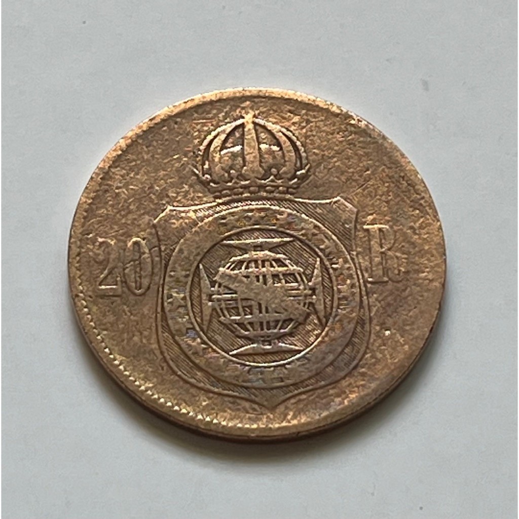 Moeda de 20 Réis 1869 MBC Bonita de Bronze do Império. Peça de Coleção Escassa para completar Álbum