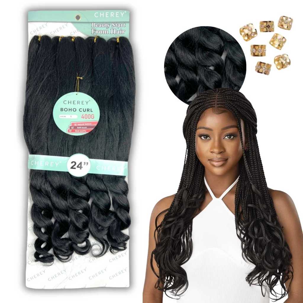 Cabelo Boho Curl Jumbo Cherey 400g Para Tranças Fio A Fio Crochet Braid Box Braid Gypsy Braid Longo E Macio