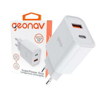 Carregador Duplo Ultrarrápido Geonay 20W + Quick Charge 18W – Power Delivery CH20PDQC Branco em Oferta na Shopee