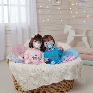 2 Bebes Reborn Casal Gemeos Menino Menina Bolsa Acessórios em Oferta na Shopee