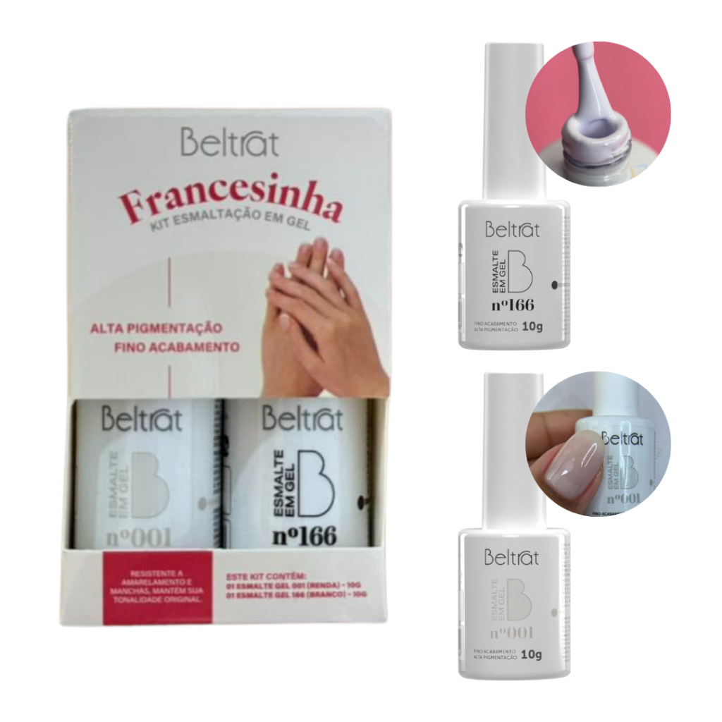 Kit Francesinha Beltrat 10G Esmalte em Gel Branco e Renda Blindagem Esmaltação Unhas Gel em Oferta na Shopee