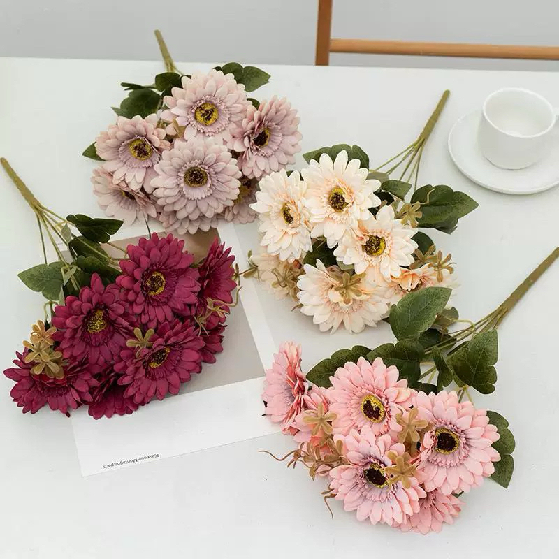 Buque de crisântemo 35cm 7flores Artificial Decoração de casa, decoração de mesa sala de estar, decoração de casamento