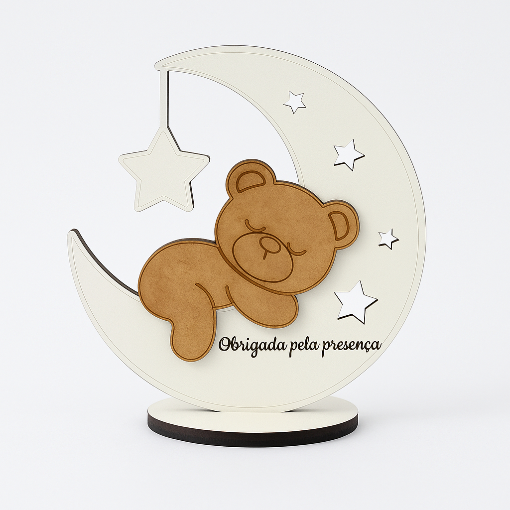 Kit 5 Centros De Mesa Bebê MENINO Ursinho Na Lua Decoração Festa Infantil MDF em Oferta na Shopee