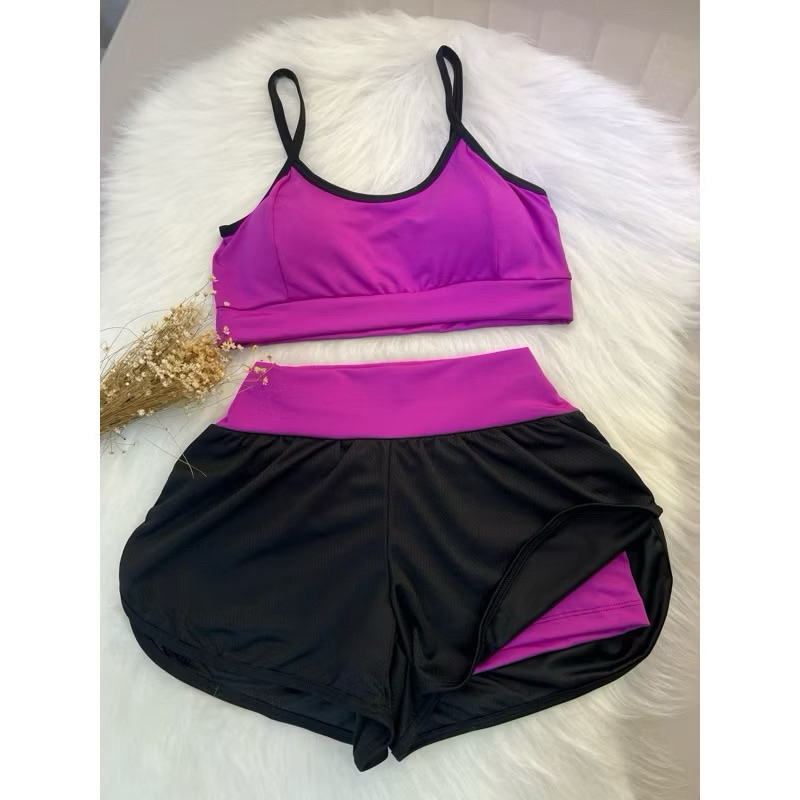 Conjunto Combo Duas Peças Top e Short Fitness para Academia Treino Dryfit Com Forro para o Dia a Dia em Oferta na Shopee