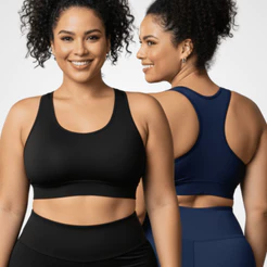Kit 2 Top Academia Costa Nadador Feminino Plus Size Sutiã Fitness Sem Bojo Zero Transparencia