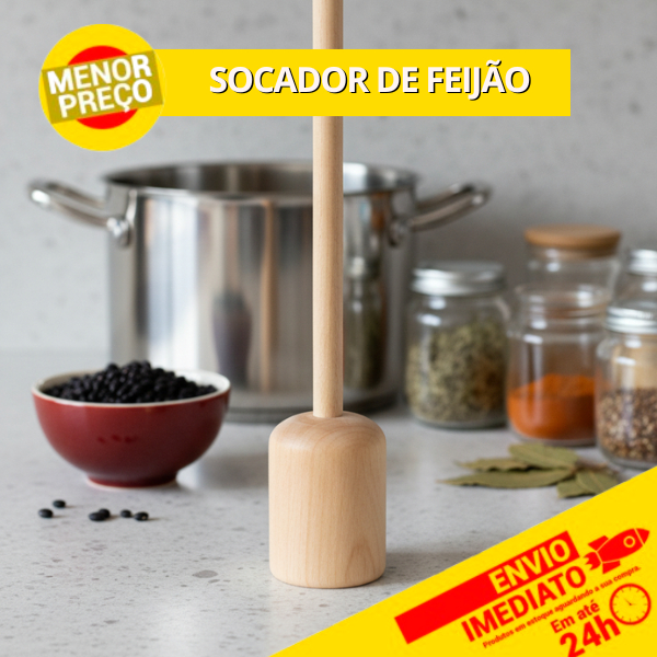 Socador de Feijão 27cm Utensílio de Cozinha em Madeira Multiuso P/ Amassar Alimentos Purê Alho em Oferta na Shopee