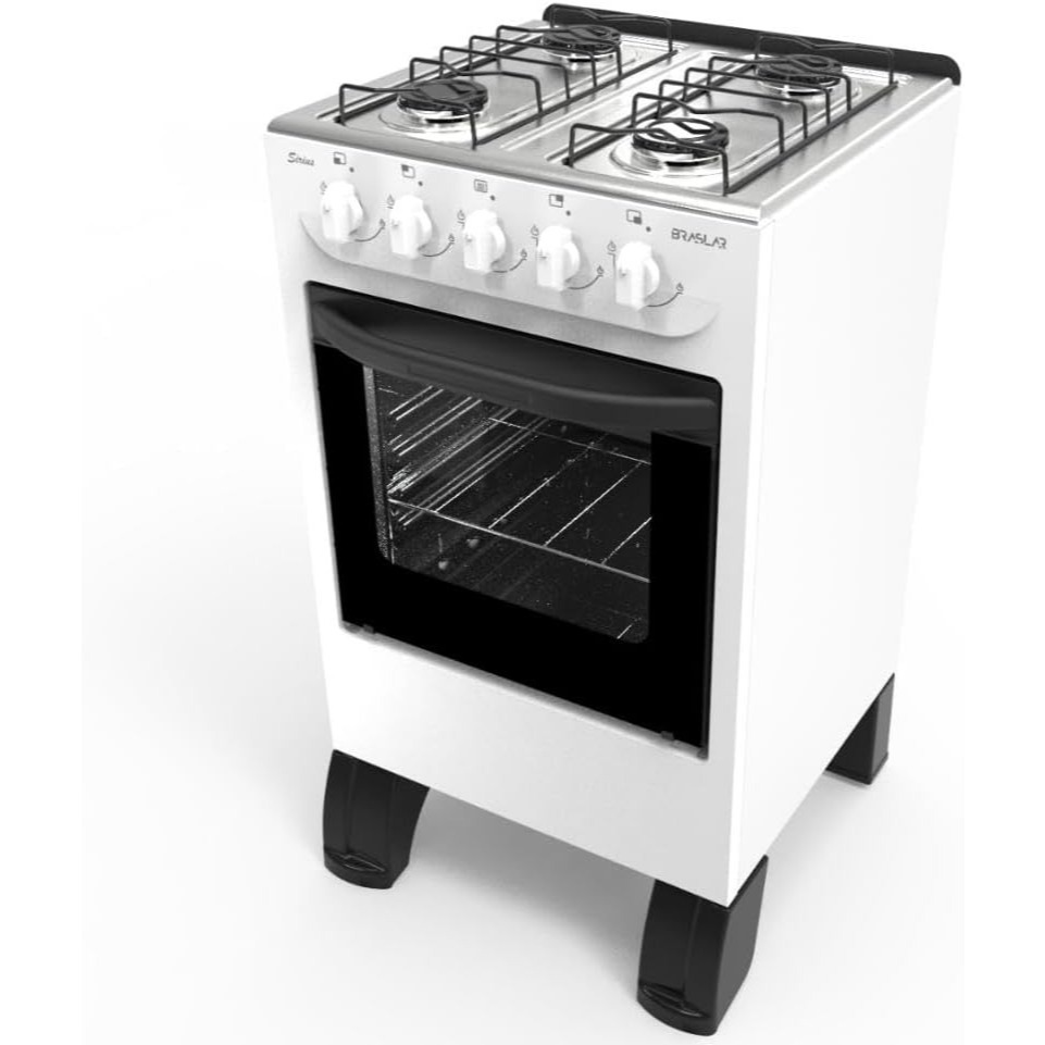 Fogão De Piso Braslar 4 Bocas New Sirius Branco Manual em Oferta na Shopee