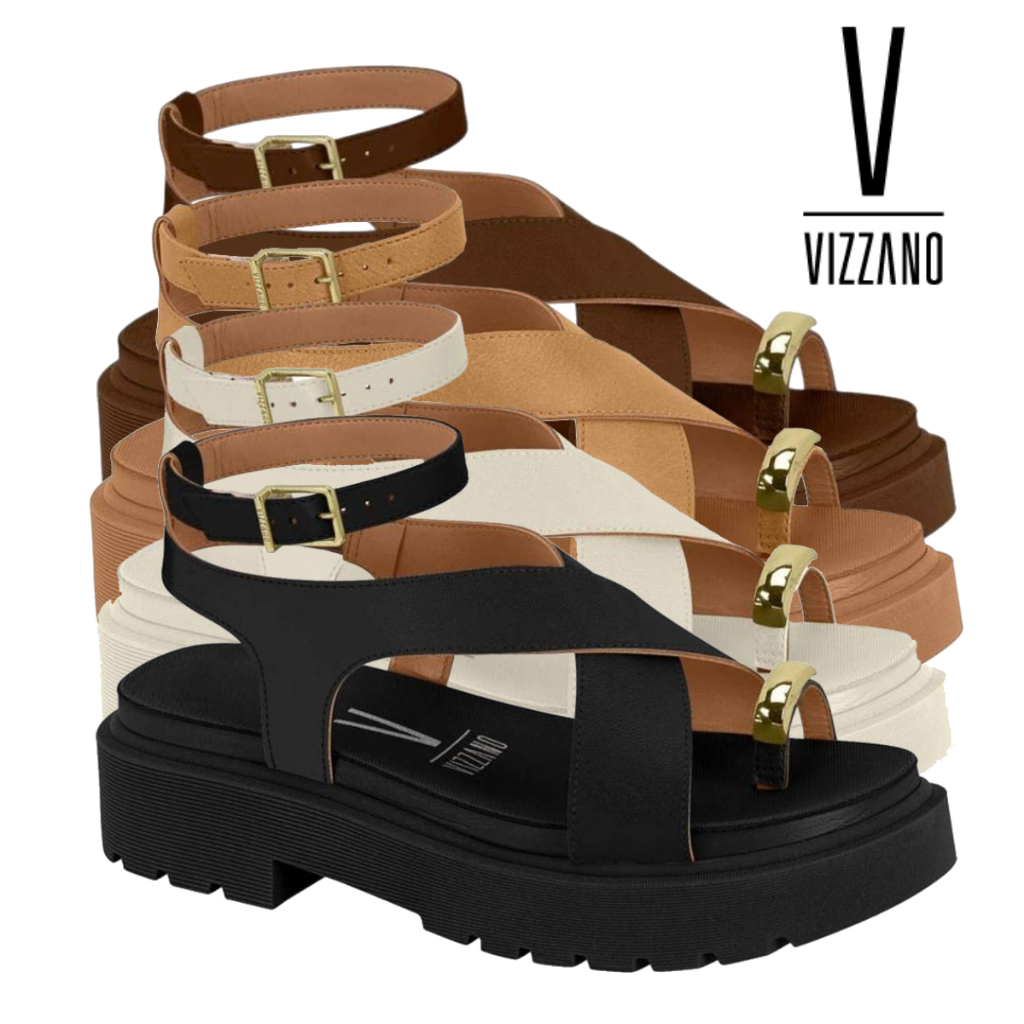 Sandália de Dedo Feminina Vizzano Casual Flatform Tratorado Plataforma Confortável Original