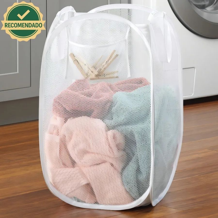 Cesto Roupa Suja Nylon Pop-Up Dobrável Ventilado Grande Capacidade