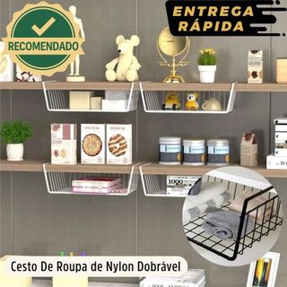 Cesto Suspenso Aramado Organizador Prateleira Gaveta Extra Cozinha Armário Multiuso Preto…