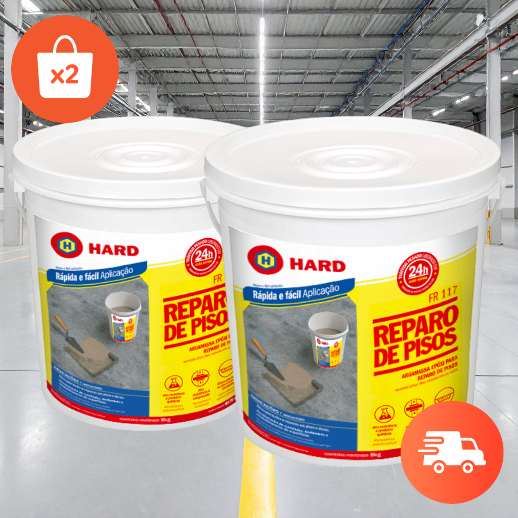 Kit 2x Argamassa Epóxi Hard FR 117 8kg Cura Rápida Reparo de Pisos de Concreto Alta Resistência