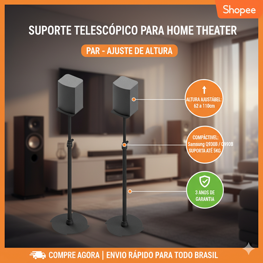 SUPORTE PEDESTAL DE CAIXAS ACÚSTICAS Q930B - Q990B COM BASE REDONDA