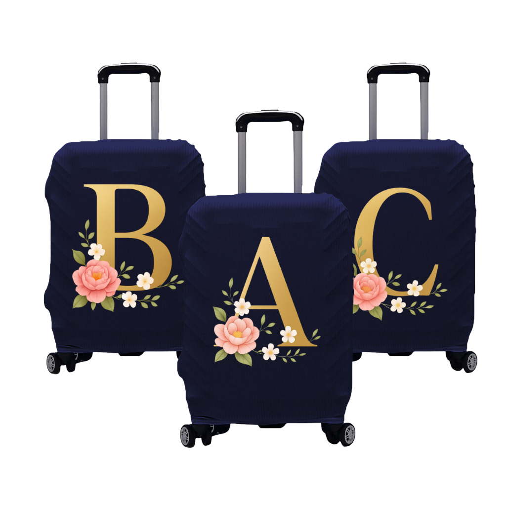 Capa Protetora para Mala de Viagem Azul Marinho Estampada Letras Capa de Mala Promoção em Oferta na Shopee
