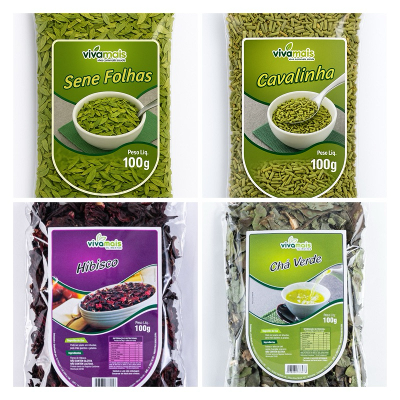 Kit Desinchá: Chá de Cavalinha, Cha Verde, Chá de Hibisco e Chá de Sene