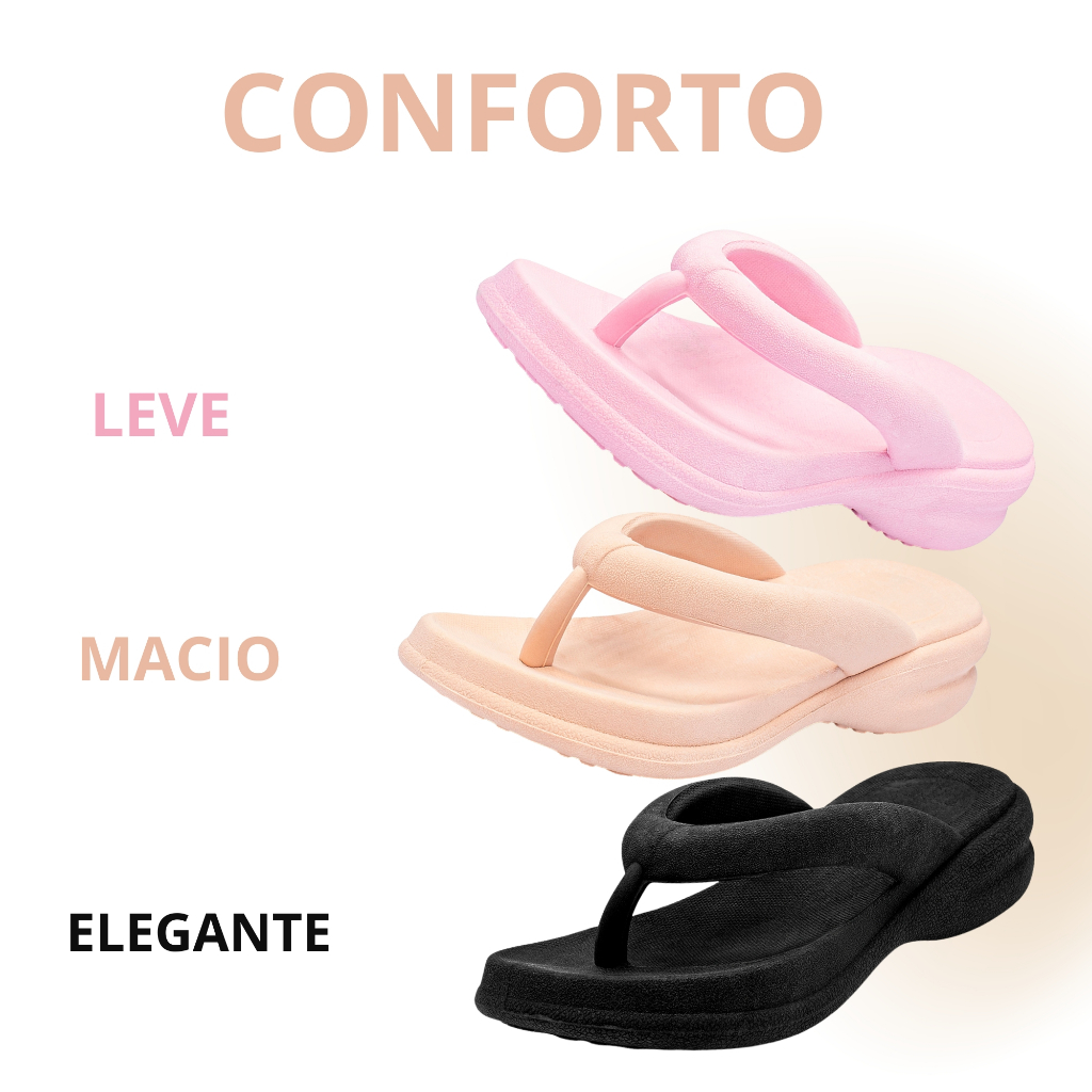 Kit Chinelo Tamanco Feminino Nuvem Confortável Leve Plataforma