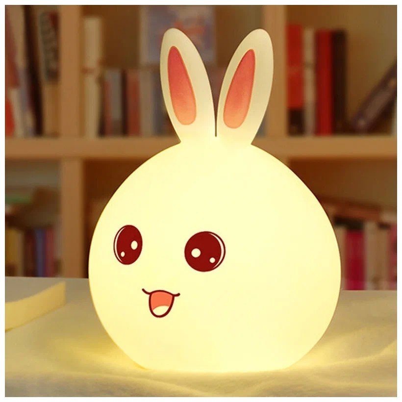 Luminaria Abajur Coelho Ledcolorido Silicone Touch Recarregavel ZH-03 em Oferta na Shopee