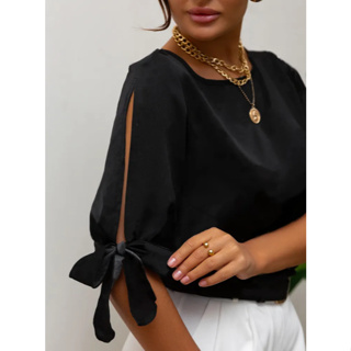 Blusa Feminina Manga Transpassada Moda Evangelica Social Tendencia Manga 3/4 Crepe Duna em Oferta na Shopee