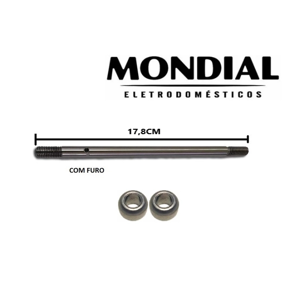 KIT 1 EIXO E 2 BUCHAS VENTILADOR MONDIAL 40CM