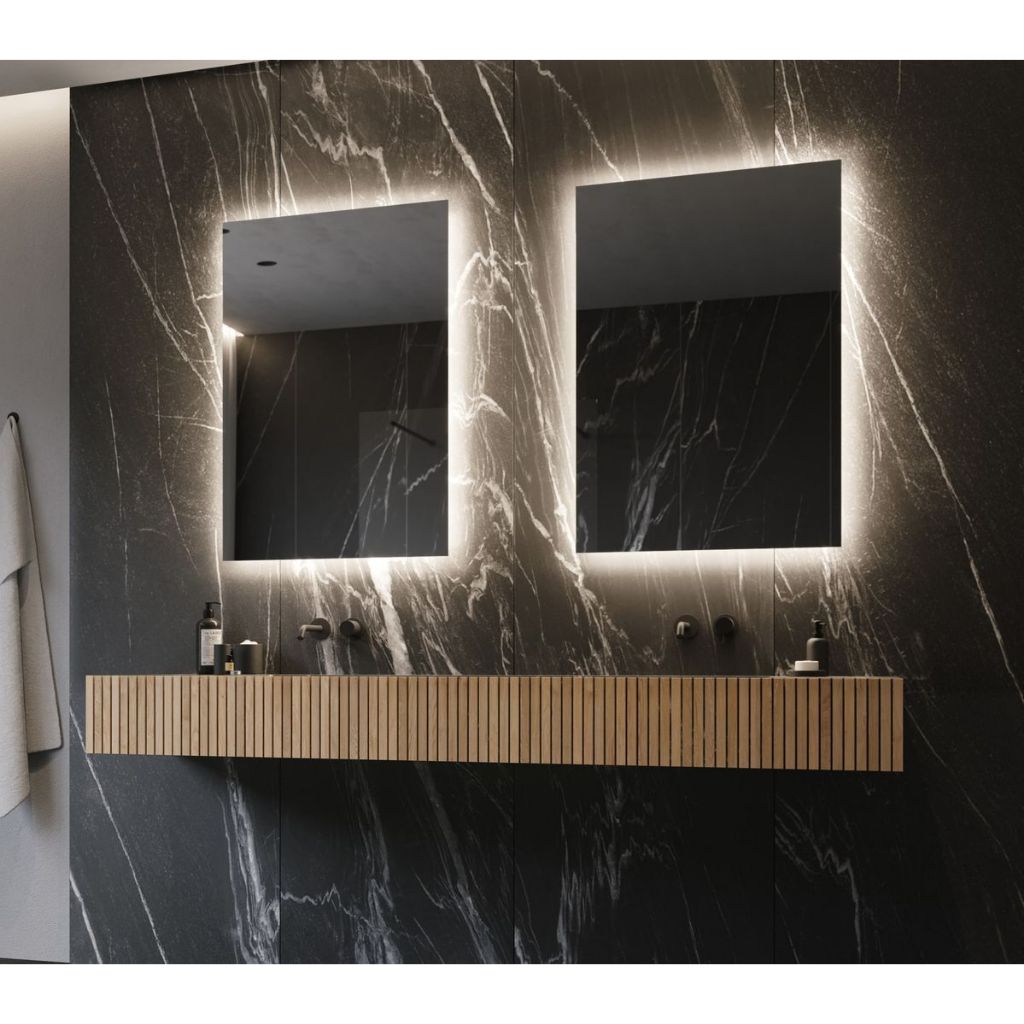 Espelho Com Led Quente e Frio Retangular  Decorativo 80X50cm Para Banheiro Sala Quarto Penteadeira em Oferta na Shopee