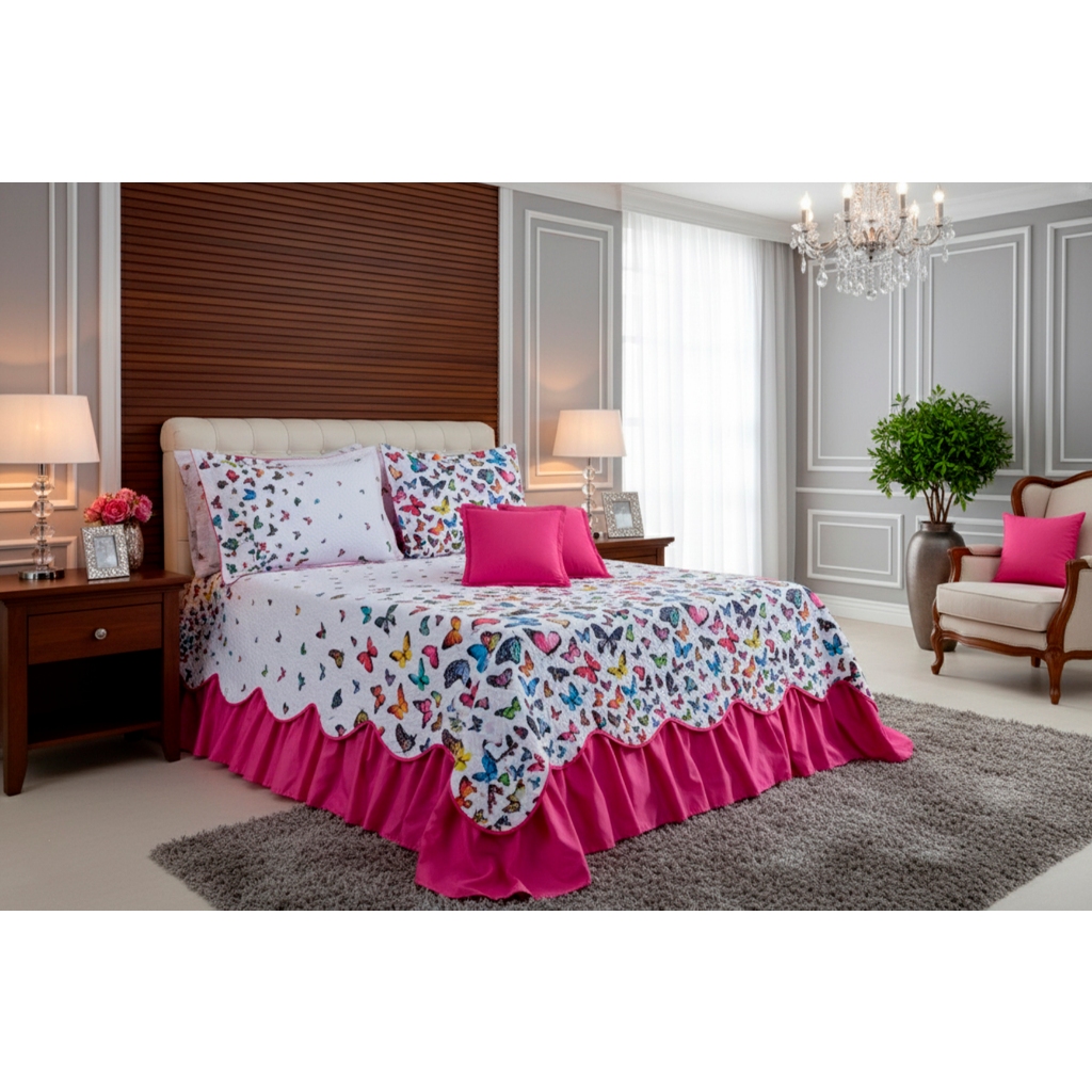 KIT Cobre Leito Colcha Belize Luxo Premium - Queen Size - 05 Peças em Oferta na Shopee