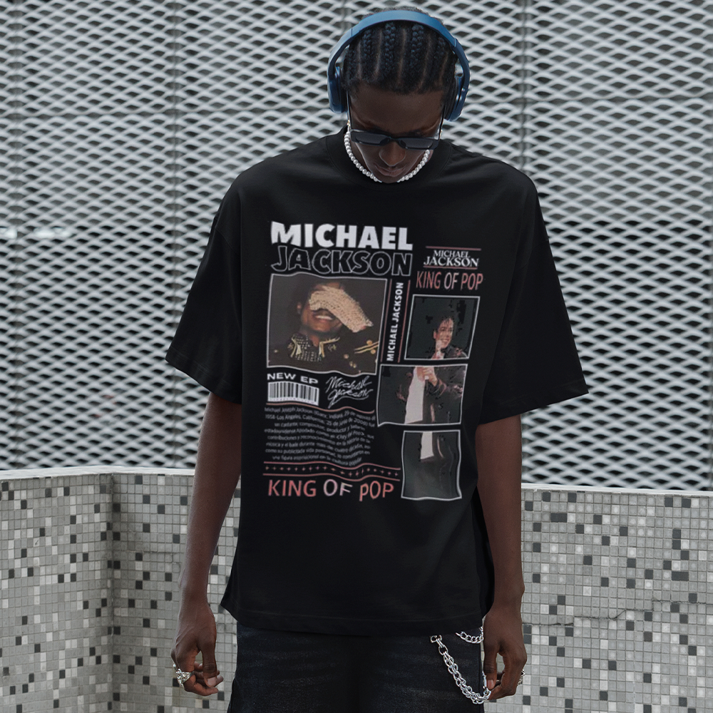 Camiseta Basica OVERSIZED e Regata Michael Jackson King Of Pop Graphic World Unissex - Darknezz